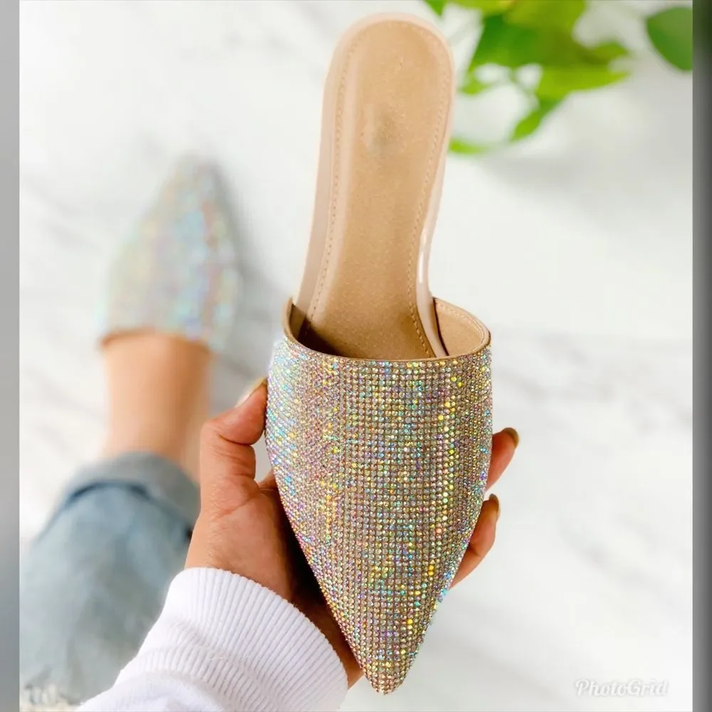 Multi Bling Rhinestones Pointy Flats - Picture 4 of 6
